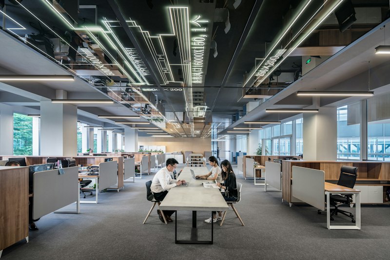 A bright, open-plan office interior